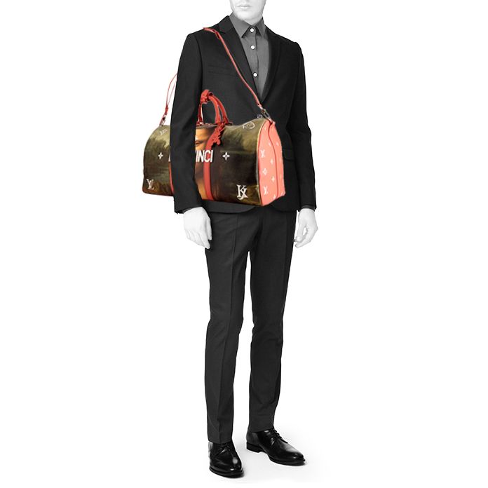 Borsa da viaggio Louis Vuitton Keepall 50 cm in pelle rosa con motivo - Detail D2