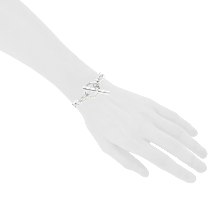Brazalete Hermes Chaine d'Ancre modelo mediano en plata - Detail D1