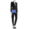 Chanel Timeless jumbo shoulder bag in blue quilted leather - Detail D2 thumbnail