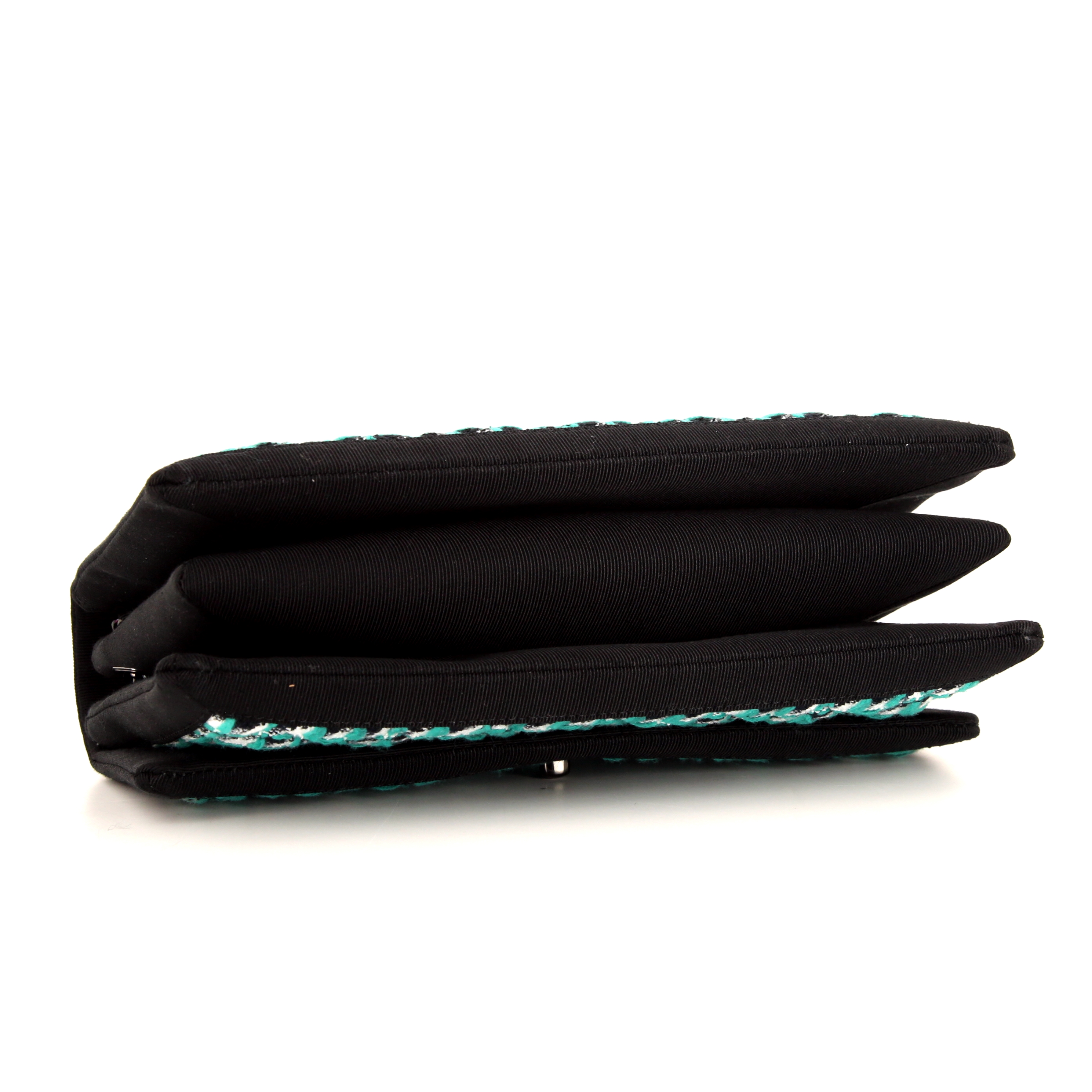 Bolso de mano Chanel Timeless en tweed negro, verde y blanco - Detail D5