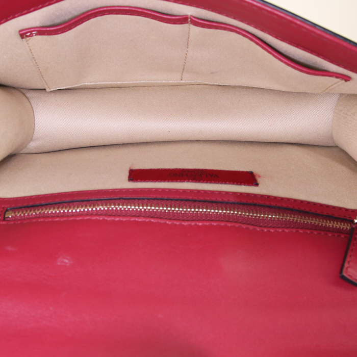 Borsa a tracolla Valentino Rockstud Lock in pelle rossa - Detail D3