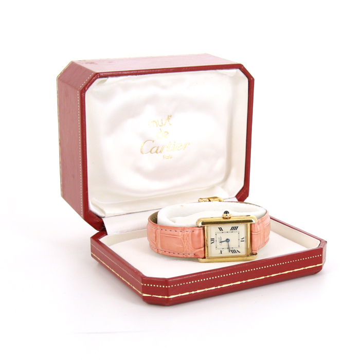 Reloj Cartier Must De Cartier de plata dorada Ref :  2415 Circa  1990 - Detail D2