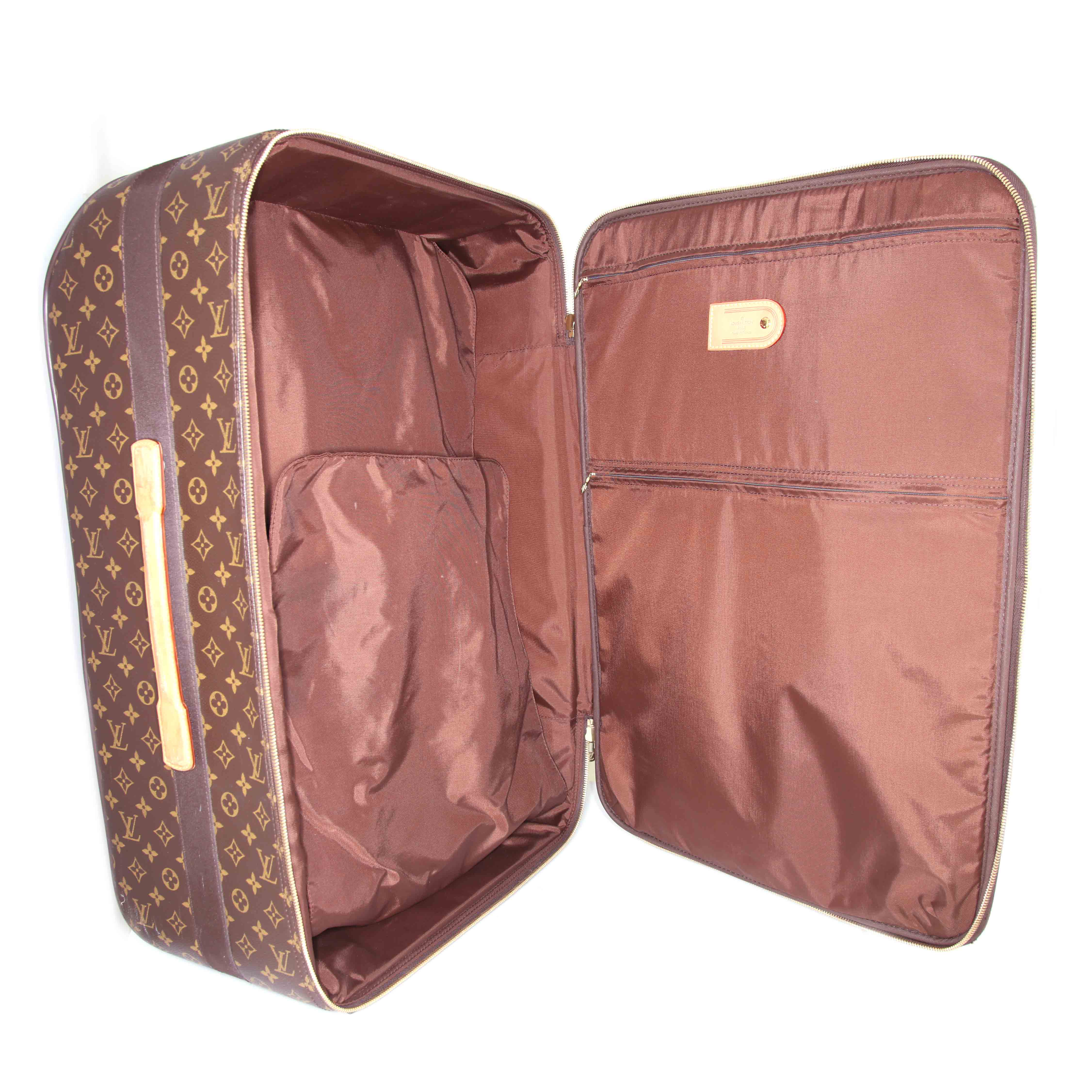 Louis Vuitton Pegase 65 cm soft suitcase in monogram canvas and natural leather - Detail D2