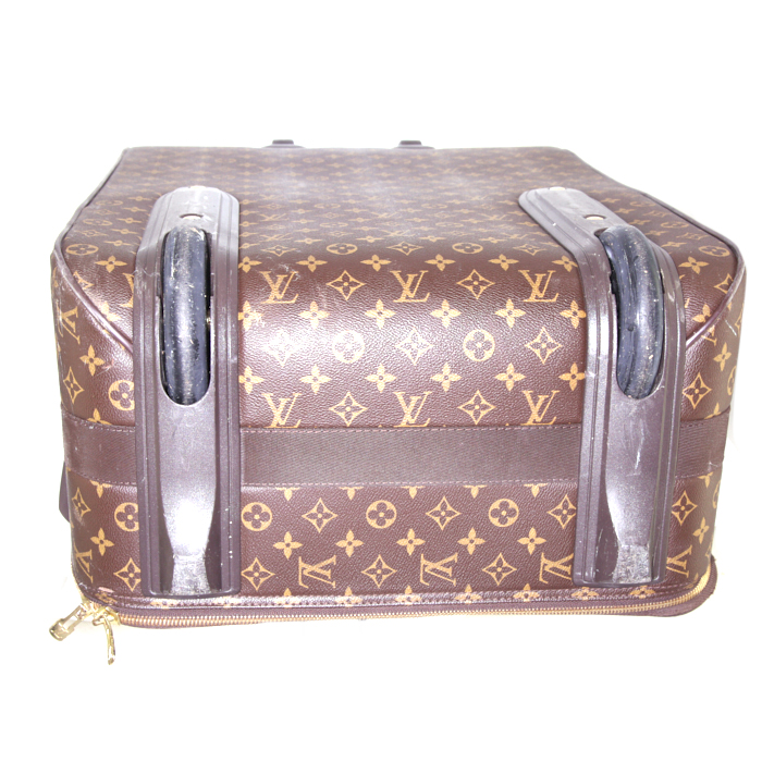 Valise souple Louis Vuitton Pegase 65 cm en toile monogram et cuir naturel - Detail D4