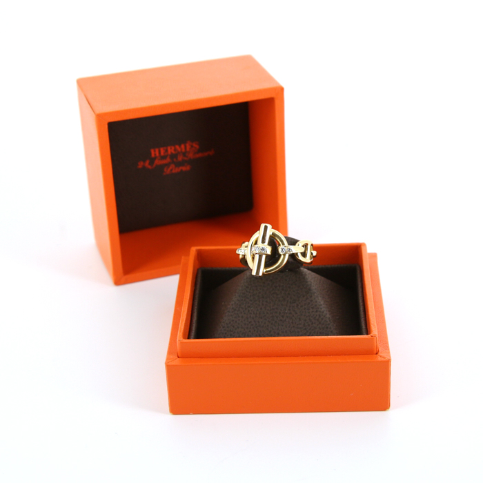 Anello mobile Hermes Chaine d'Ancre in oro giallo e diamanti - Detail D2