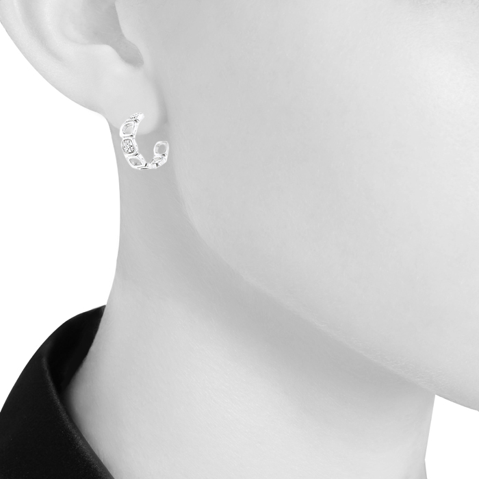 Dinh Van Impression Domino small hoop earrings in white gold and diamonds