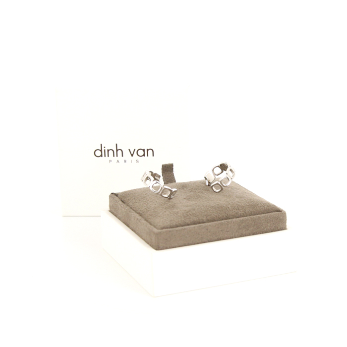 Dinh Van Impression Domino small hoop earrings in white gold and diamonds - Detail D2