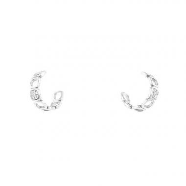 Paire de petites créoles Dinh Van Impression Domino en or blanc et diamants