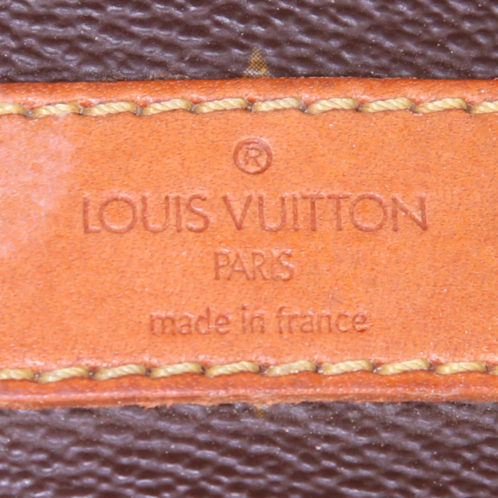 Bolso bandolera Louis Vuitton Saumur modelo mediano en lona Monogram revestida marrón y cuero natural - Detail D4