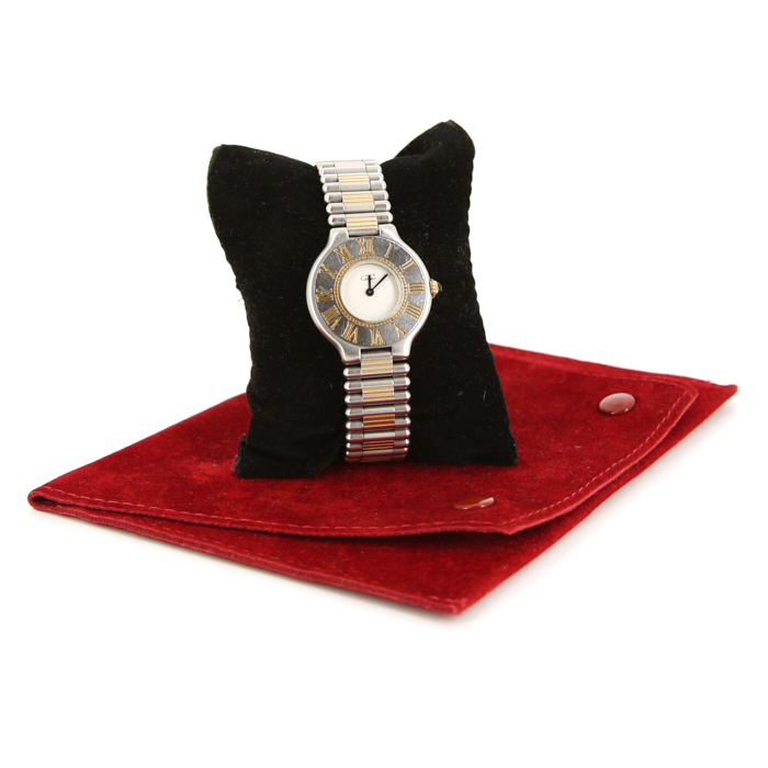 Reloj Cartier Must 21 de plata dorada Ref : 9010 Circa 1990 - Detail D2