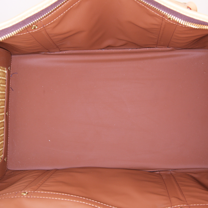 Louis Vuitton Sac chien 40 travel bag in monogram canvas and natural leather - Detail D2