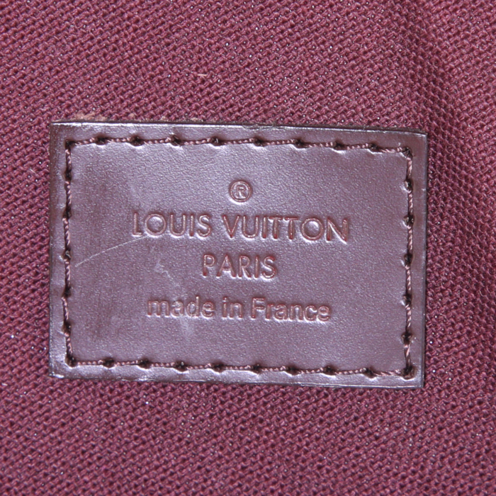 Shopping bag Louis Vuitton Louis Vuitton Sac Plat in tela a scacchi marrone e pelle marrone - Detail D3