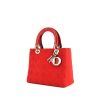 Dior Lady Dior medium model handbag in red canvas cannage and red patent leather - 00pp thumbnail
