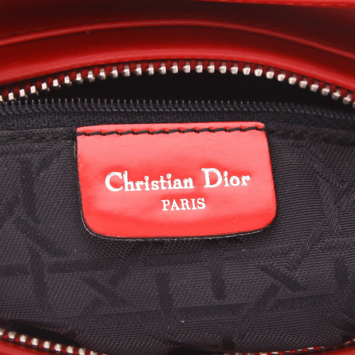Borsa Dior  Lady Dior modello medio  in tela cannage rossa e pelle verniciata rossa - Detail D2
