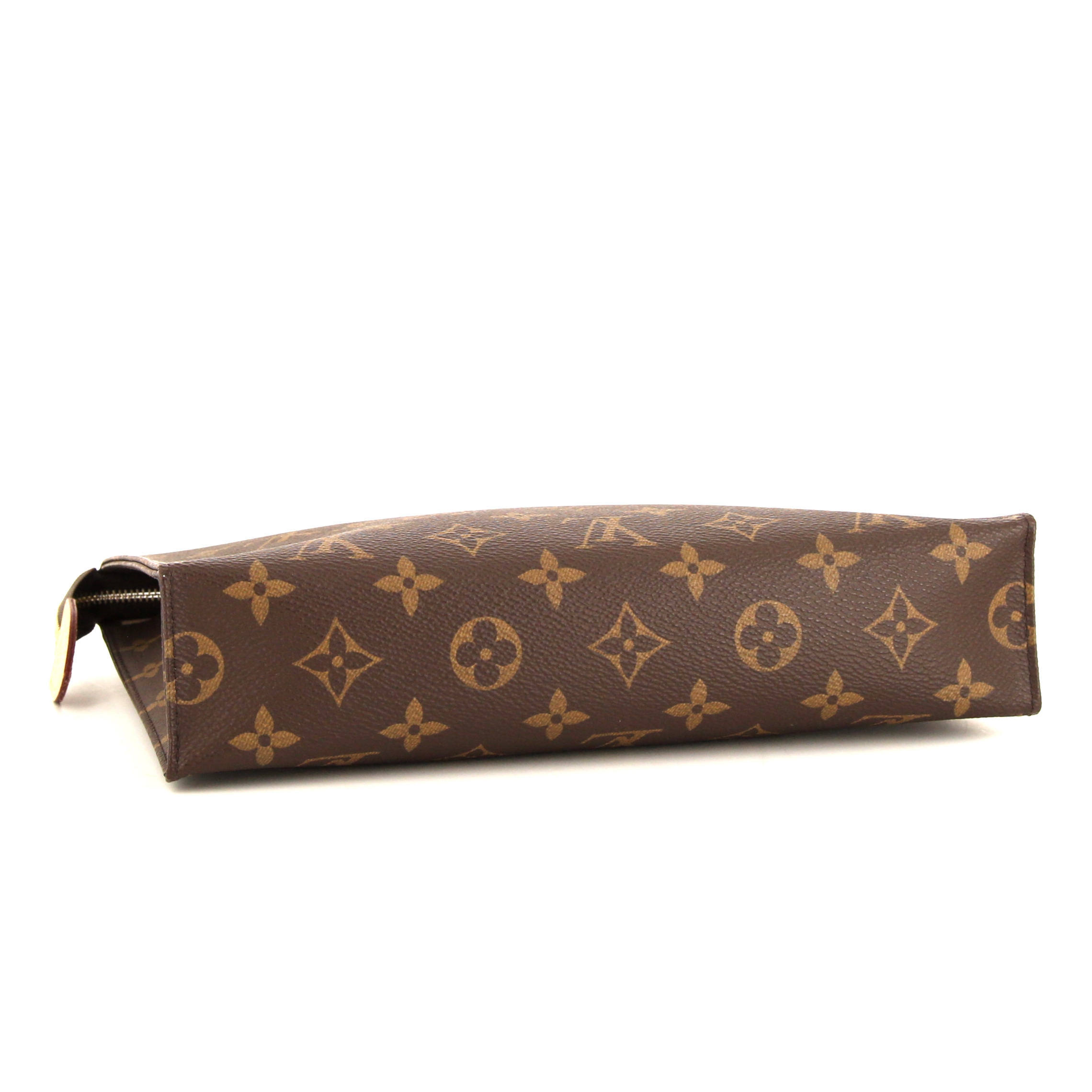 Louis Vuitton Pochette cosmétique en lona Monogram marrón y cuero natural - Detail D4