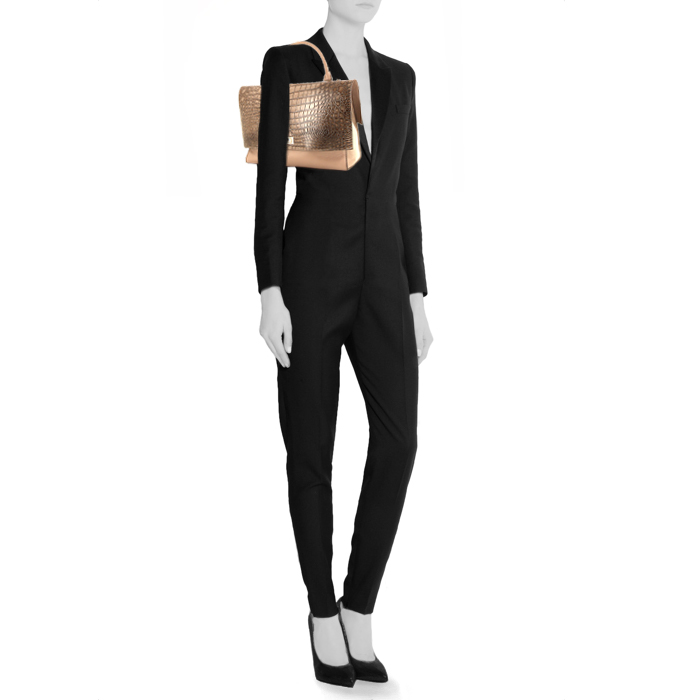 Bolso de mano Givenchy Shark Petit Modèle en cuero color topo y cuero color topo - Detail D1