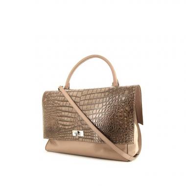 Bolso de mano Givenchy Shark Petit Modèle en cuero color topo y cuero color topo