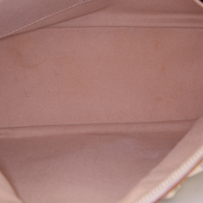 Borsa a tracolla Louis Vuitton Siracusa in tela cerata con motivo a scacchi e pelle naturale - Detail D2