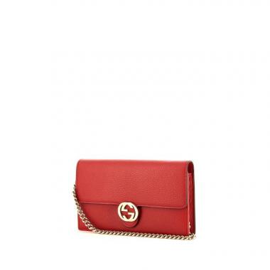 Sac bandoulière Gucci Interlocking G en cuir grainé rouge