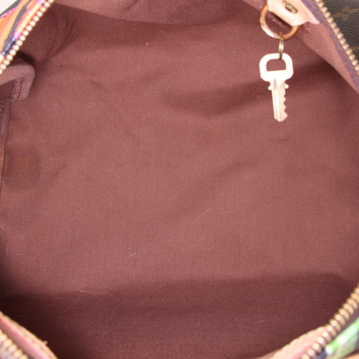 Sac à main Louis Vuitton Speedy Editions Limitées en toile monogram marron et cuir naturel - Detail D2