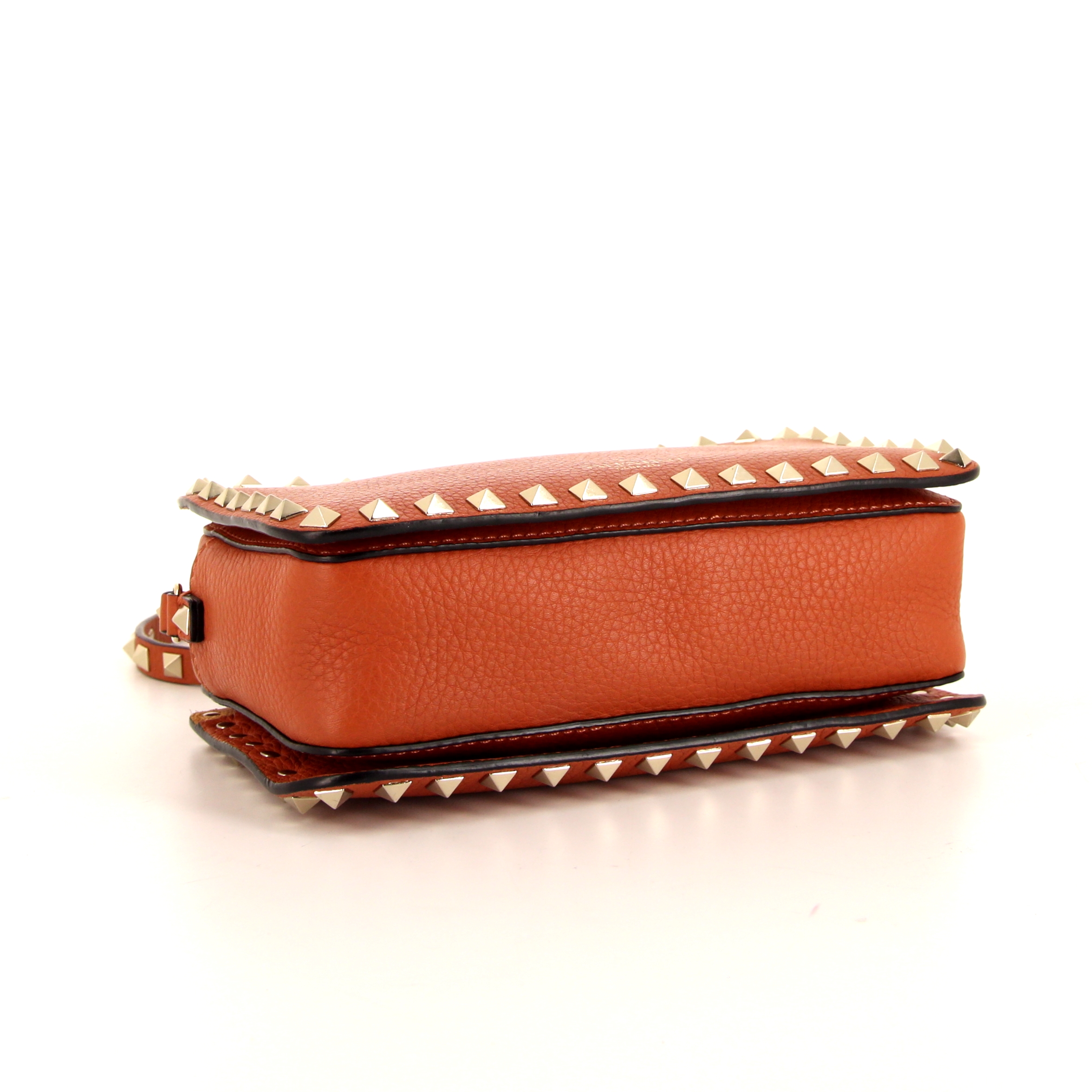 Sac bandoulière Valentino Rockstud en cuir orange - Detail D4