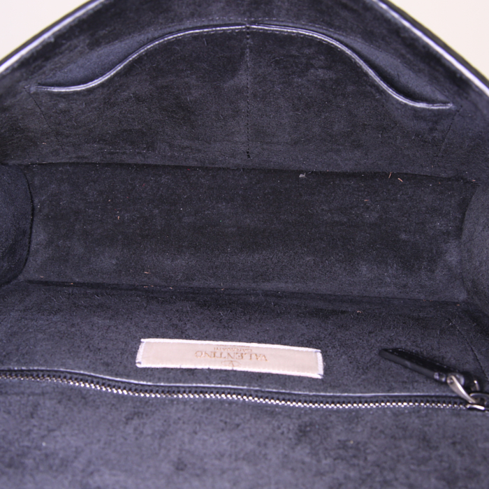 Bolso bandolera Valentino Rockstud Lock en cuero granulado negro - Detail D3