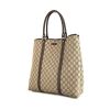 Shopping bag Gucci Joy in tela siglata beige e pelle marrone - 00pp thumbnail