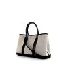Hermes Garden shopping bag in grey canvas and black leather - 00pp thumbnail