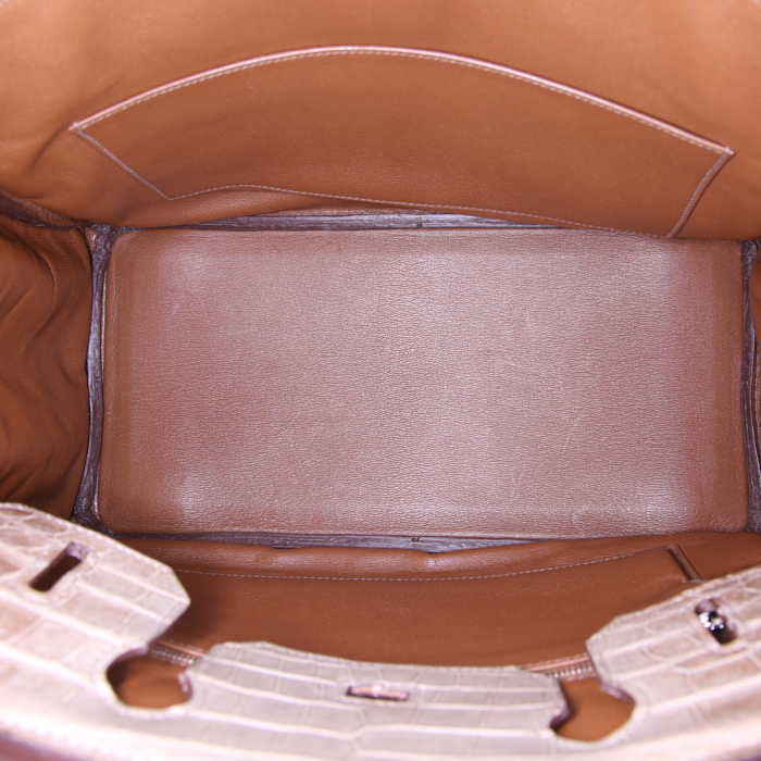Bolso de mano Hermes Birkin 30 cm en cocodrilo niloticus gris - Detail D2