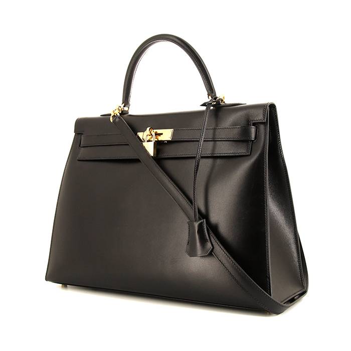 Hermes Kelly 35 cm handbag in black box leather - 00pp