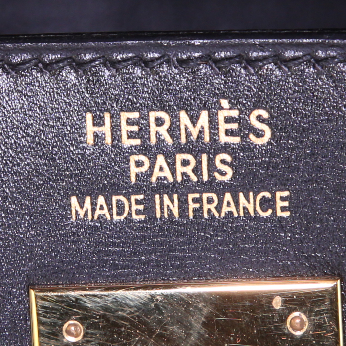 Bolso de mano Hermes Kelly 35 cm en cuero box negro - Detail D4