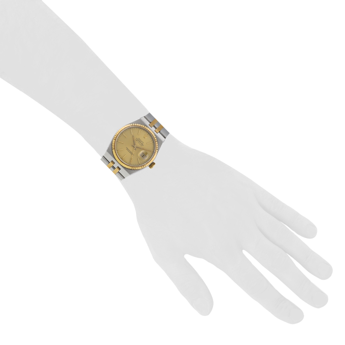 Montre Rolex Oysterquartz Datejust en acier et or jaune 14k Ref :  17013 Vers  1984 - Detail D1