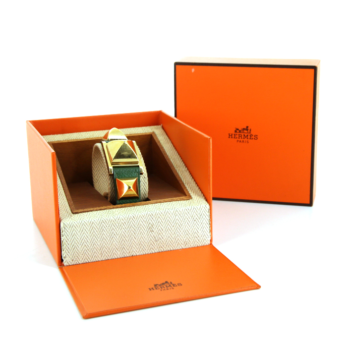 Orologio Hermes Médor in oro placcato Circa  1990