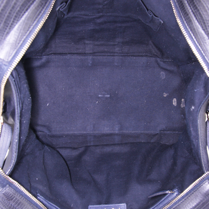 Borsa Yves Saint Laurent Chyc in pelle blu marino imitazione lucertola - Detail D2