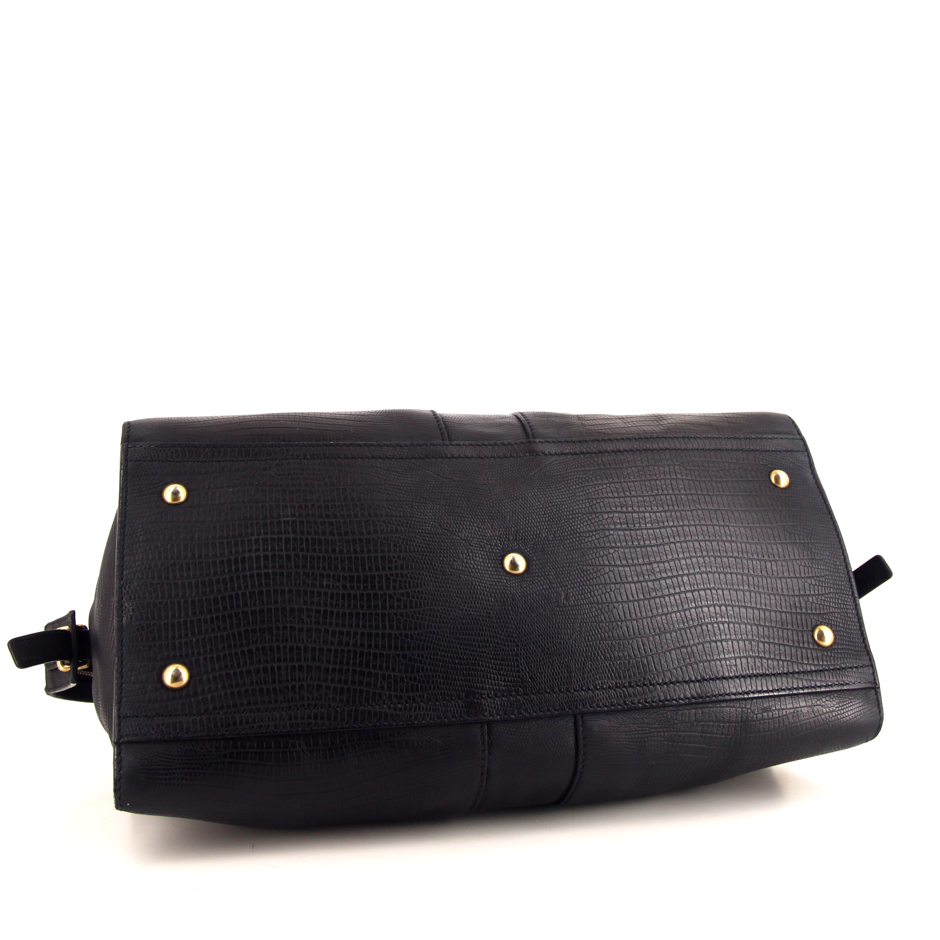 Yves Saint Laurent Chyc handbag in navy blue leather - Detail D4