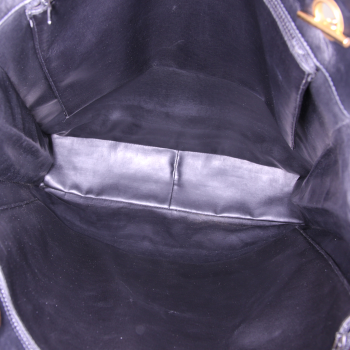 Chanel Vintage Shopping shopping bag in black leather - Detail D2