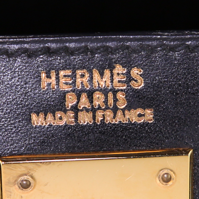 Sac à main Hermes Kelly 32 cm en cuir box noir - Detail D4