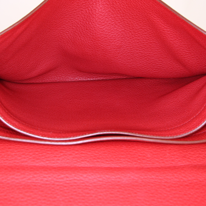 Hermès Sac à dépêches briefcase in red Braise grained leather - Detail D2