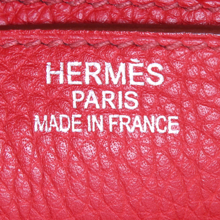 Hermès Sac à dépêches briefcase in red Braise grained leather - Detail D3