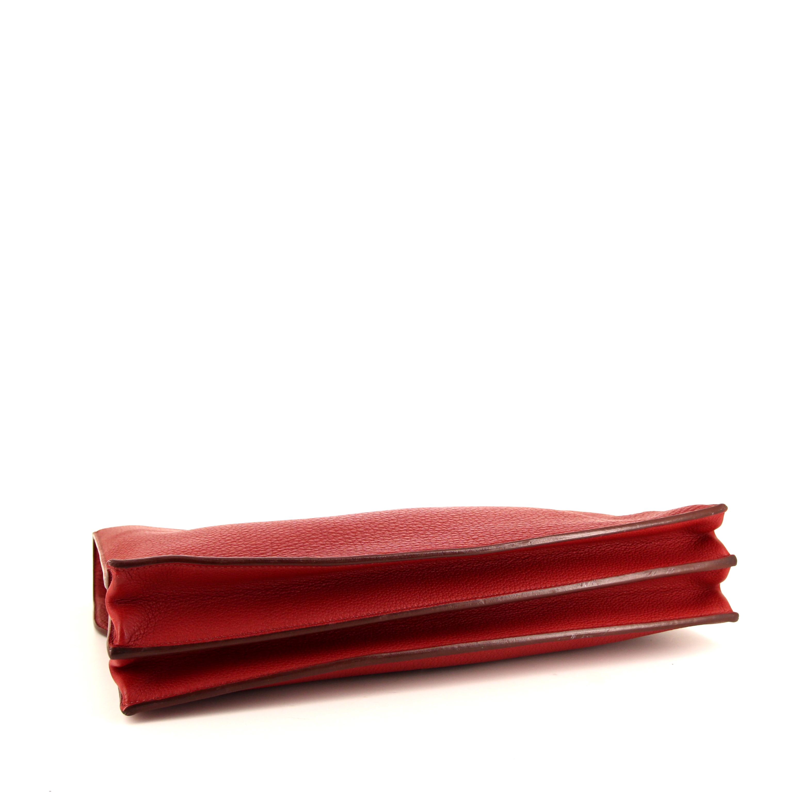 Hermès Sac à dépêches briefcase in red Braise grained leather - Detail D4
