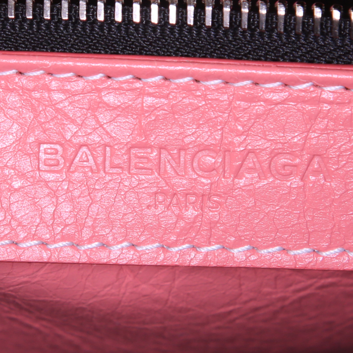Bolso Cabás Balenciaga Bazar shopper modelo pequeño en cuero bicolor rosa y blanco - Detail D4