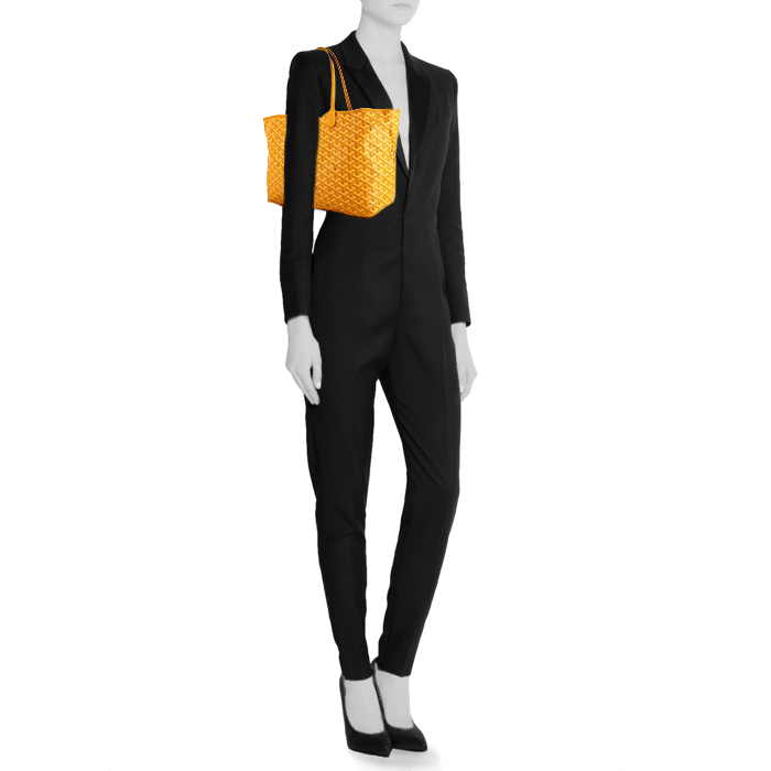 Goyard Saint-Louis handbag in yellow monogram canvas and yellow leather - Detail D1