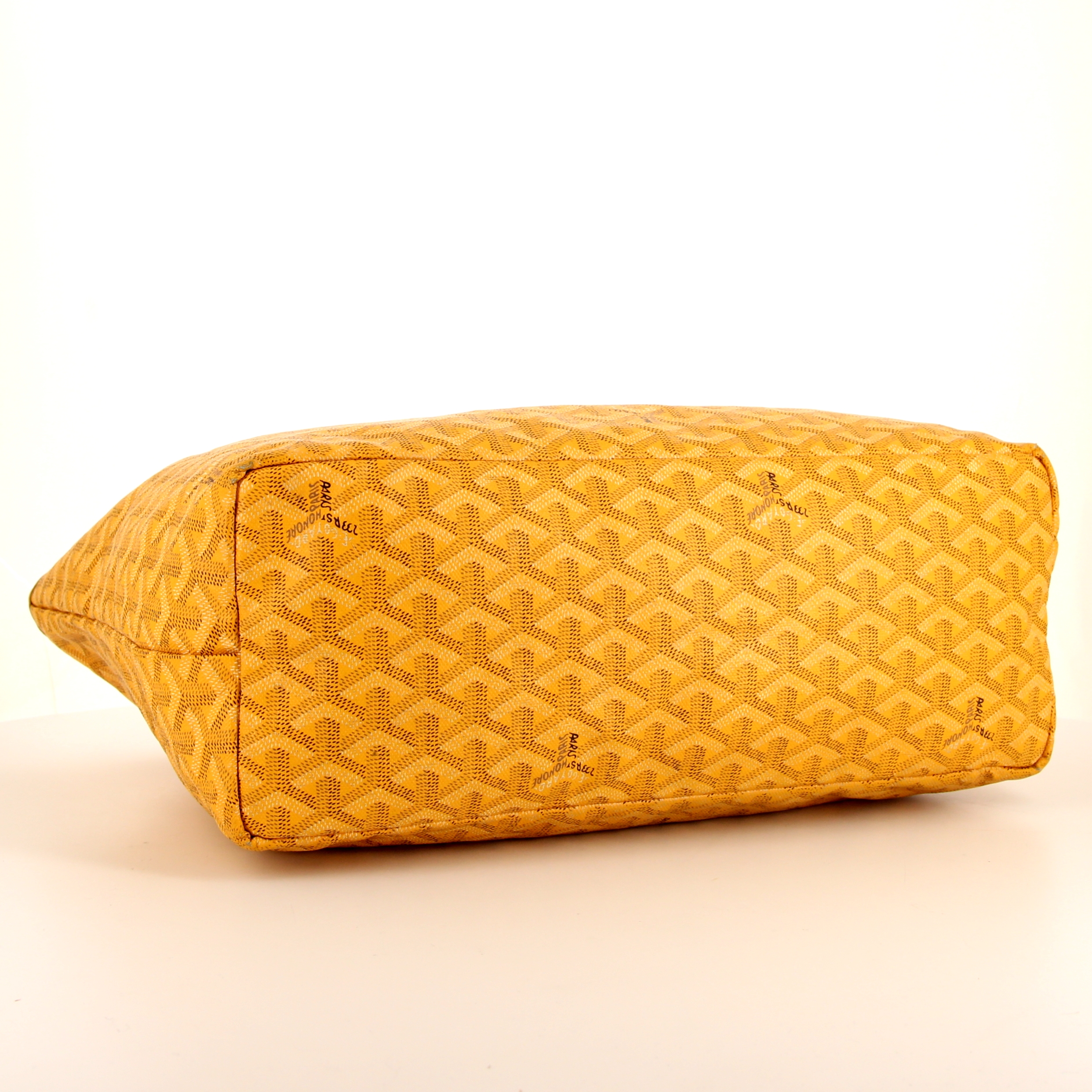 Sac à main Goyard Saint-Louis en toile monogram enduite jaune et cuir jaune - Detail D4