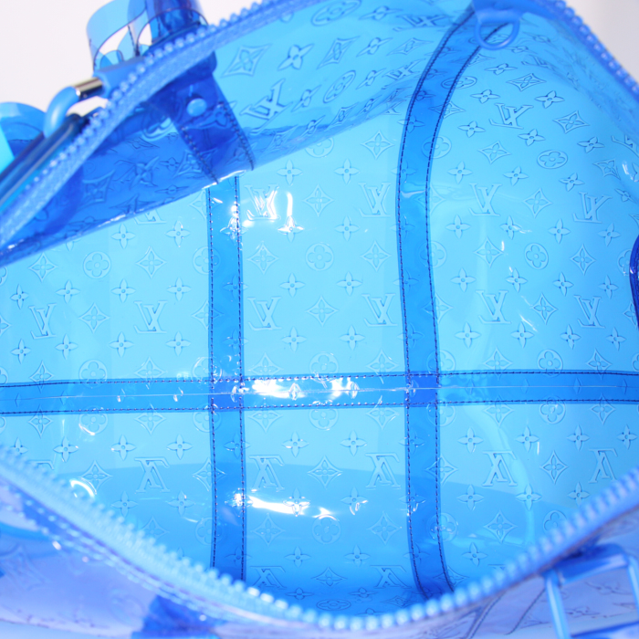Sac de voyage Louis Vuitton  Keepall Editions Limitées en vinyle dégradé bleu et vinyle bleu - Detail D3