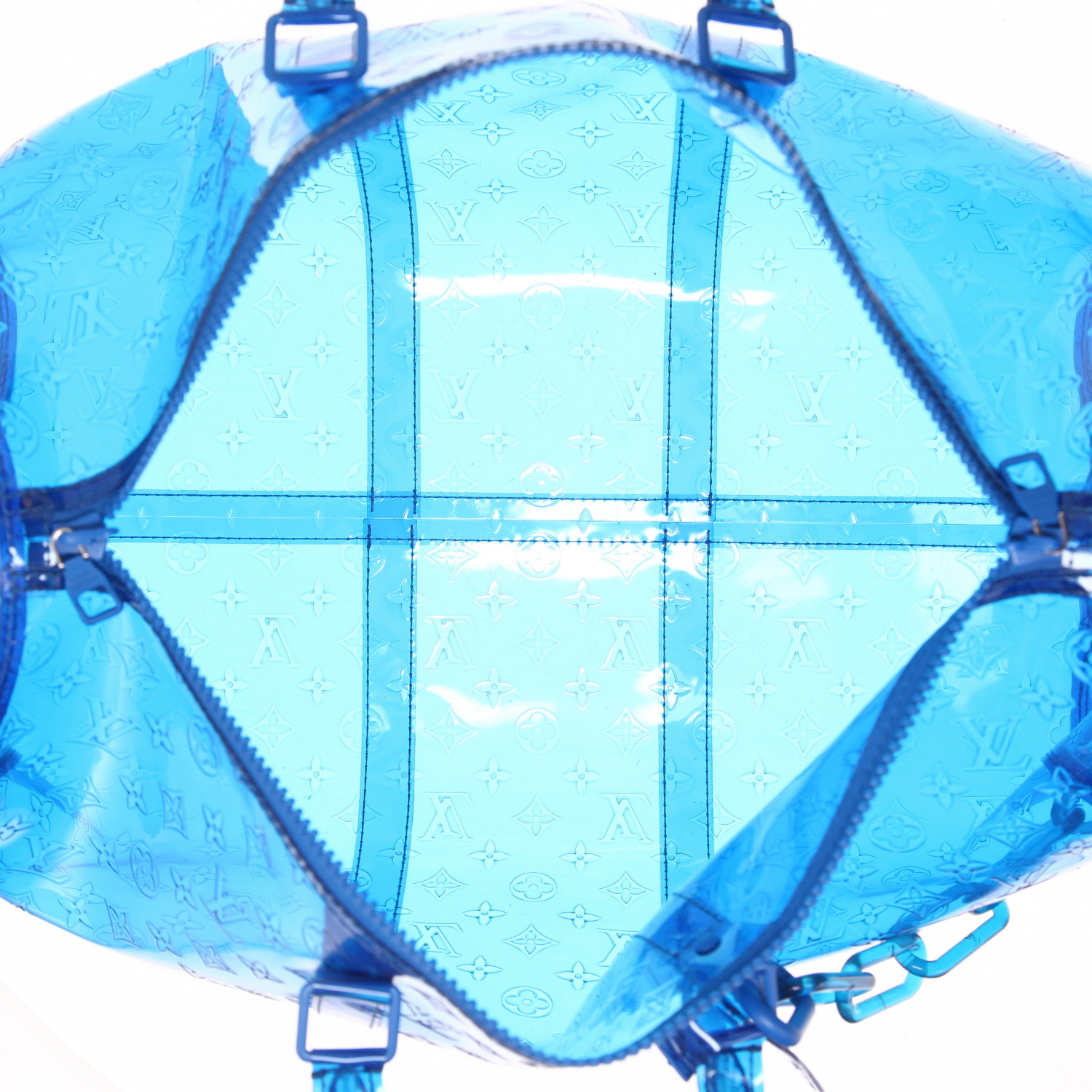 Sac de voyage Louis Vuitton  Keepall Prism Editions Limitées en vinyle dégradé bleu et vinyle bleu - Detail D3