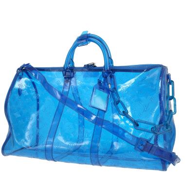 Sac de voyage Louis Vuitton  Keepall Prism Editions Limitées en vinyle dégradé bleu et vinyle bleu