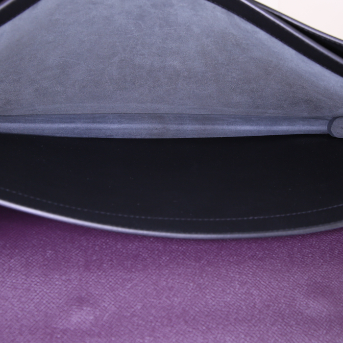 Hermès Sac à dépêches briefcase in grey Graphite and purple Raisin epsom leather - Detail D2