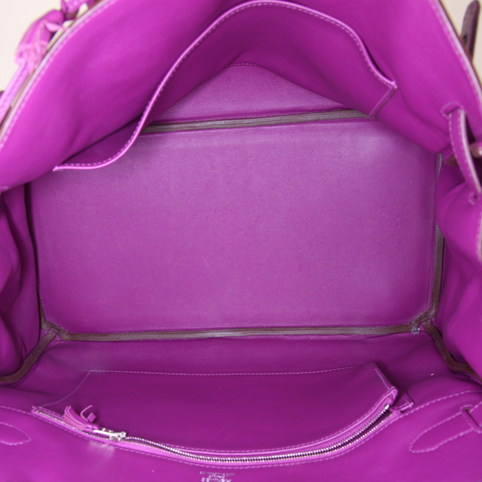 Bolso de mano Hermès Birkin Ghillies en cuero togo violeta Anemone y cuero swift violeta Anemone - Detail D2