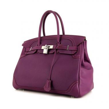 Hermès Birkin Ghillies handbag in purple Anemone togo leather and purple Anemone Swift leather