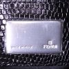 Fendi Baguette handbag in black canvas and black lizzard - Detail D3 thumbnail